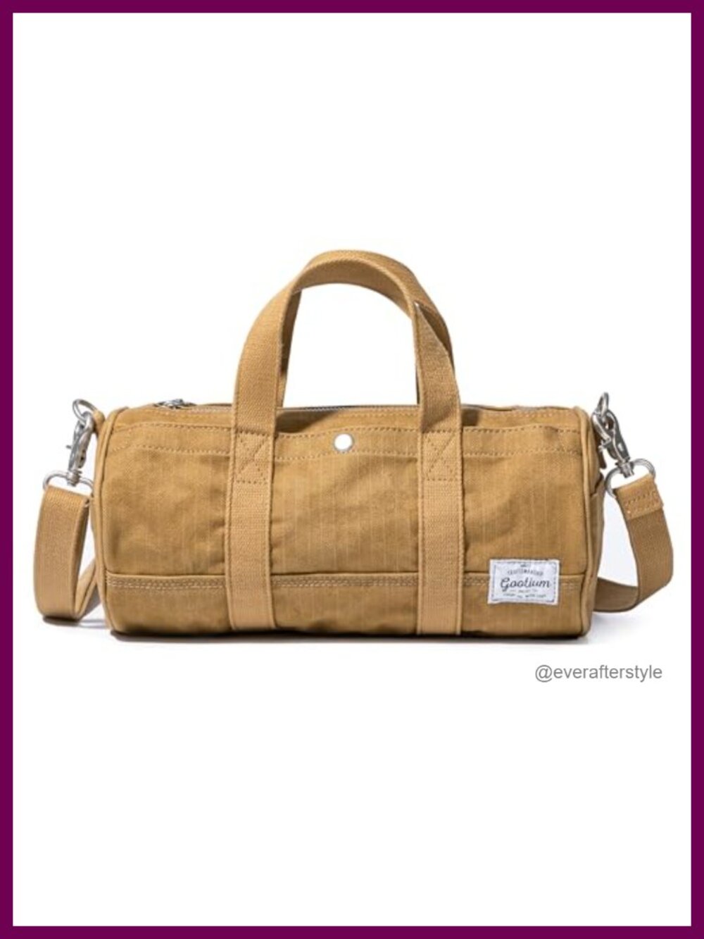 Washed Cotton Canvas Crossbody Mini Duffle Bag Herringbone
